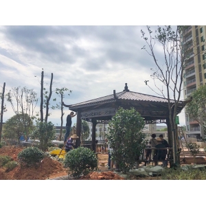 岳陽湖南防腐木涼亭案例——防腐木涼亭施工現(xiàn)場圖