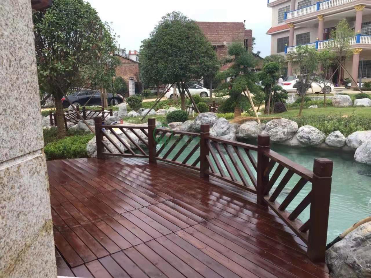 岳陽湖南防腐木圍欄扶手安裝案例